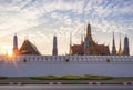 Beautiful sunset of Grand Palace or Wat Phra Kaew is landmark in Bangkok, Thailand. The Emerald Buddha temple. Royalty Free Stock Photo