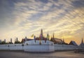 Beautiful sunset of Grand Palace or Wat Phra Kaew is landmark in Bangkok, Thailand. The Emerald Buddha temple. Royalty Free Stock Photo