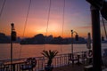 Beautiful sunset on Ha Long Bay, Vietnam Royalty Free Stock Photo