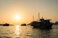 The beautiful sunset in Halong Bay, Vietnam Royalty Free Stock Photo