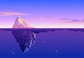 Beautiful Sunset Iceberg Landscape Illustration