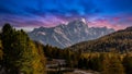 Beautiful sunset in the Italian mountains.Dolomiti,