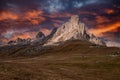 Beautiful sunset in the Italian mountains.Dolomiti,