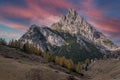 Beautiful sunset in the Italian mountains.Dolomiti,