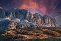 Beautiful sunset in the Italian mountains.Dolomiti,