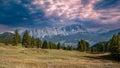 Beautiful sunset in the Italian mountains.Dolomiti,