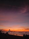 Beautiful sunset at Jerman Beach, Bali Island Royalty Free Stock Photo