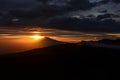 beautiful sunset on the kilimanjaro with a view of mount meru in tanzania shira camp.Hike to the highest mountain afirka Royalty Free Stock Photo