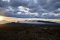 beautiful sunset on the kilimanjaro with a view of mount meru in tanzania shira camp.Hike to the highest mountain afirka Royalty Free Stock Photo