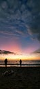 Beautiful sunset at kuta beach. Bali. Many tourist enjoy the moment