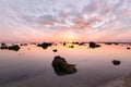 Beautiful Sunset at Laem Pakarang or Cape Coral Beach Royalty Free Stock Photo