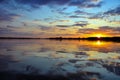 Beautiful sunset on the lagoon SiemianÃÂ³wka Royalty Free Stock Photo