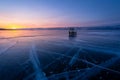 Beautiful sunset at lake Baikal in winter season, Olkhon island, Siberia,Russia Royalty Free Stock Photo
