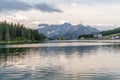 Beautiful sunset in Lake Misurina, natural landscapes in Dolomites, Italy Royalty Free Stock Photo