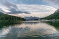 Beautiful sunset in Lake Misurina, natural landscapes in Dolomites, Italy Royalty Free Stock Photo