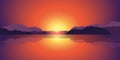 Beautiful sunset lake and mountain landscape background Royalty Free Stock Photo