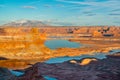 Beautiful sunset lake powell and rock cliffs at alstrom point viewpoint, Utah, USA Royalty Free Stock Photo