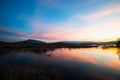 Beautiful sunset lake view at dusk Royalty Free Stock Photo