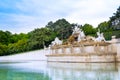 Beautiful sunset landscape of The Neptune fountain on Schonbrunn Palace Royalty Free Stock Photo