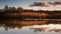 Beautiful sunset landscape over lake Royalty Free Stock Photo