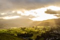 Beautiful sunset landscape over a valley in the Lake District, UK, England Royalty Free Stock Photo