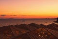 Beautiful sunset landscape photo of luxury beach in Red Sea. View from the roof. Sharm El Sheikh, Egypt. Summer vacation concept Royalty Free Stock Photo