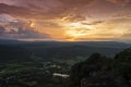 Beautiful sunset landscape sky cloud in Thailand Asian mountain forest view on top - Sunrise over on valley and  rural village Royalty Free Stock Photo