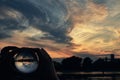 Dramatic sunset through lensball