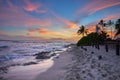 A beautiful sunset at a beach on Oahu Hawaii Royalty Free Stock Photo