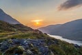 Beautiful sunset at Loch leven in Scotland, Great Brittain Royalty Free Stock Photo