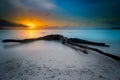 beautiful sunset on the long exposure or slow speed technique on the coast of the Mentawai islands Royalty Free Stock Photo