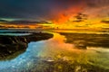 beautiful sunset on the long exposure or slow speed technique on the coast of the Mentawai islands Royalty Free Stock Photo