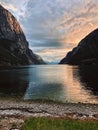 Beautiful Sunset at Lysebotn Lysefjord, Norway Royalty Free Stock Photo