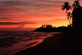 Beautiful sunset on Makaha Beach in Oah