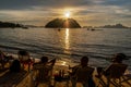 Beautiful sunset on the Maremegmeg Beach at El Nido, Palawan