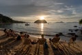 Beautiful sunset on the Maremegmeg Beach at El Nido, Palawan