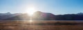 Beautiful sunset and meadow at Napa Lake Grassland, located in Zhongdian city  Shangri-La. landmark and popular spot for Royalty Free Stock Photo