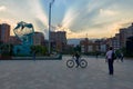 Beautiful sunset in the Medellin River Parks in Colombia