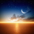 Beautiful sunset with moon Royalty Free Stock Photo