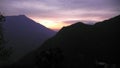 Beautiful sunset mountain silhouette in andes Bolivia Peru Royalty Free Stock Photo