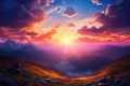 Beautiful sunset in the mountains. Fantastic summer landscape. Landscape. beautiful sunset in the mountains. Sunset at the top of