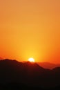 Beautiful sunset in the mountains of Iran. Towers of silence. Yazd. Copy space.