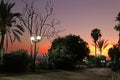 Beautiful sunset near the embankment in stone old city Jaffa in Royalty Free Stock Photo