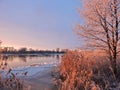 Beautiful sunset near river, Lithuania Royalty Free Stock Photo