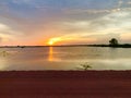 Beautiful sunset near tonle sap lake, cambodia Royalty Free Stock Photo