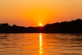 Beautiful sunset in northern Pantanal, world's largest wetlands. Wild brazil, brazilian wildlife and nature, amazing Royalty Free Stock Photo