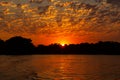 Beautiful sunset in northern Pantanal, world's largest wetlands. Wild brazil, brazilian wildlife and nature, amazing Royalty Free Stock Photo