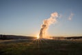 Beautiful Sunset at Old Faithful in Yellowstone National Park