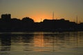 Beautiful sunset in the old port of Marseille. Royalty Free Stock Photo