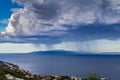 Beautiful sunset over Adriatic Sea, with beautiful dramatic cloudscape Royalty Free Stock Photo